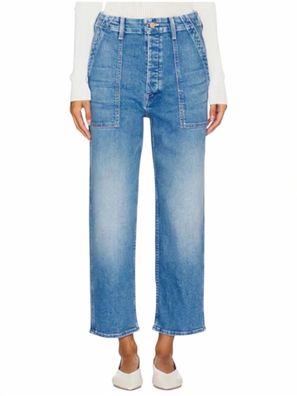 Mother patch pocket private flood slight barrel Jeans size 31